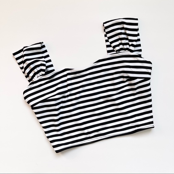 Cupshe Other - NWOT Cupshe Wide Straps Striped Bikini Top Black White S